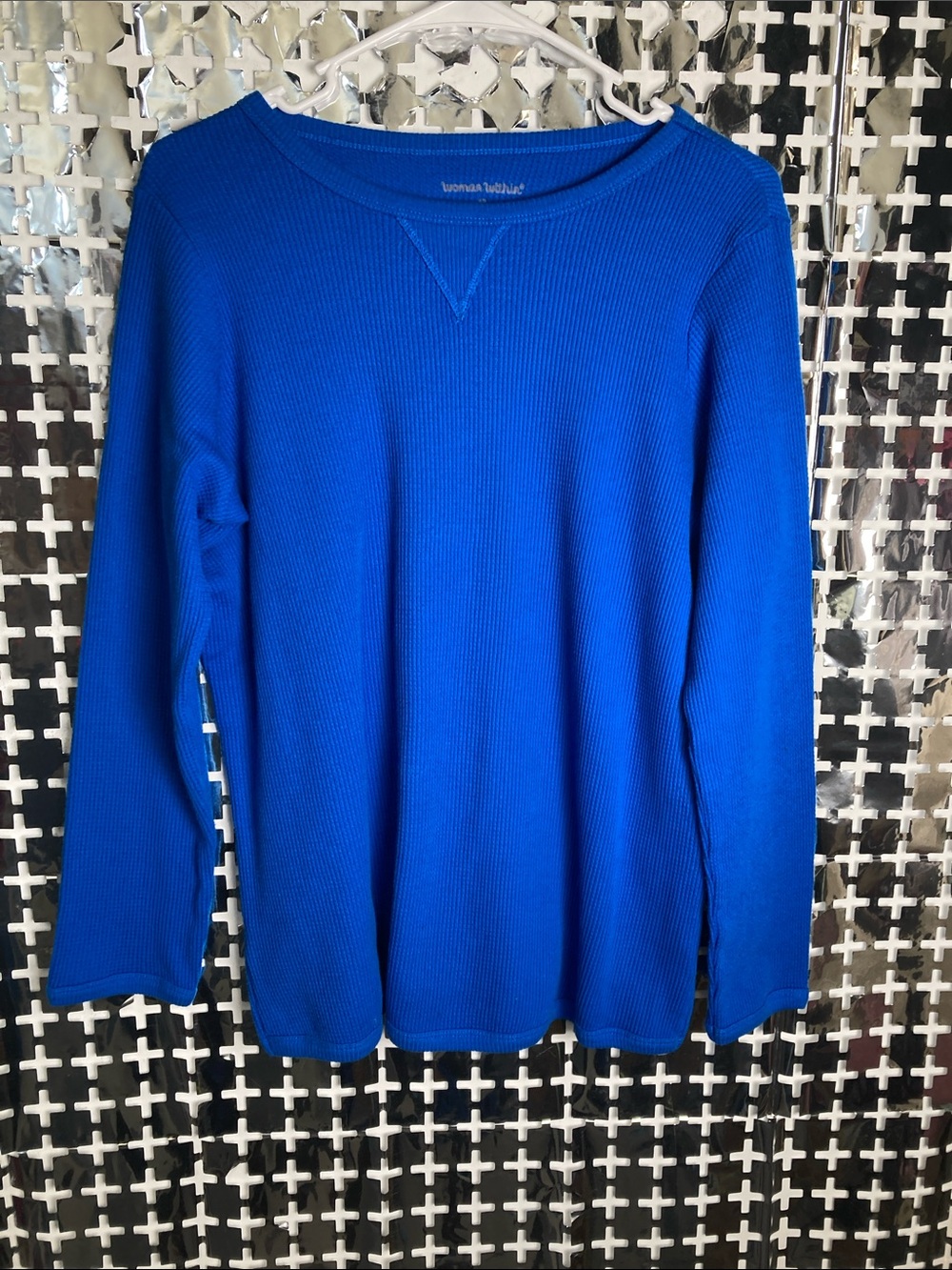 Woman Within Royal Blue Thermal Crewneck Sweater